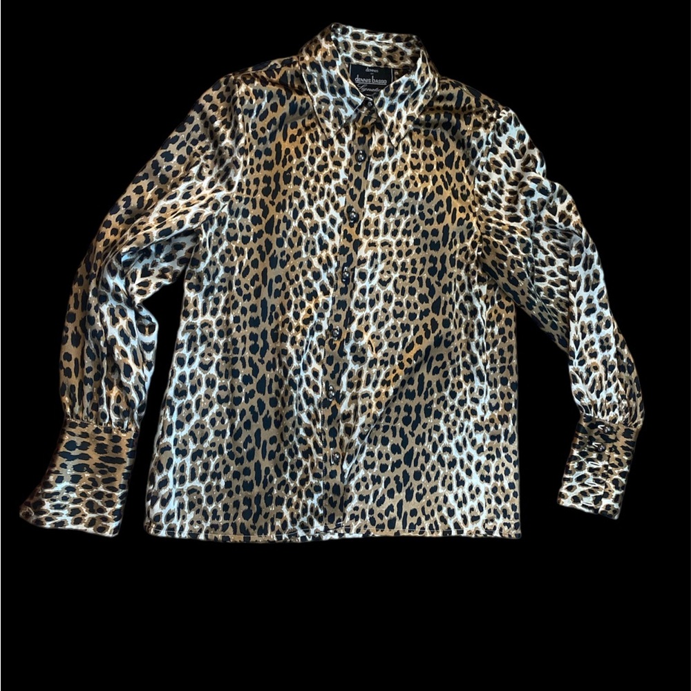 Dennis Basso Leopard Print Button Down